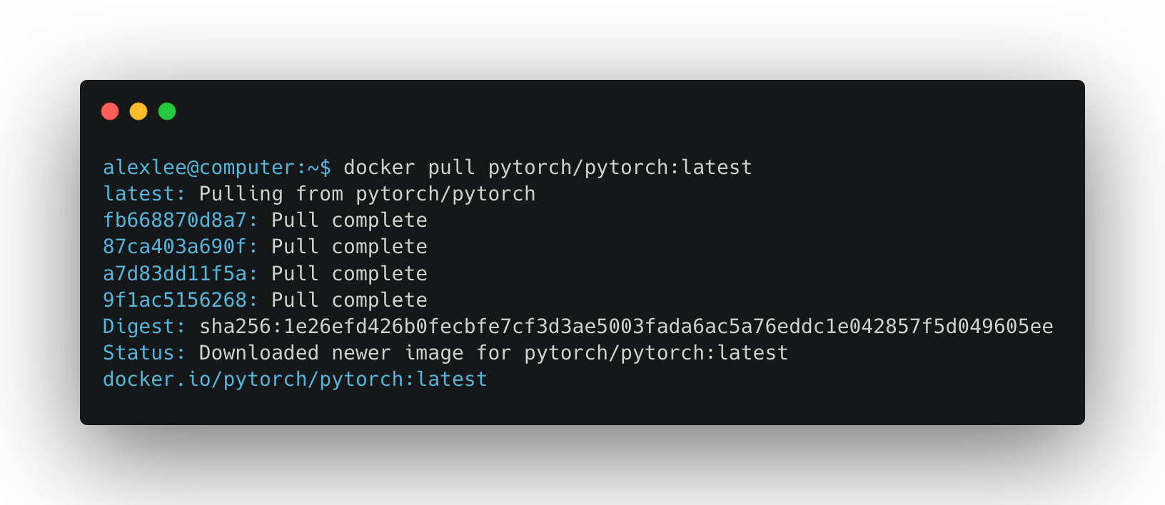 Output of docker pull command